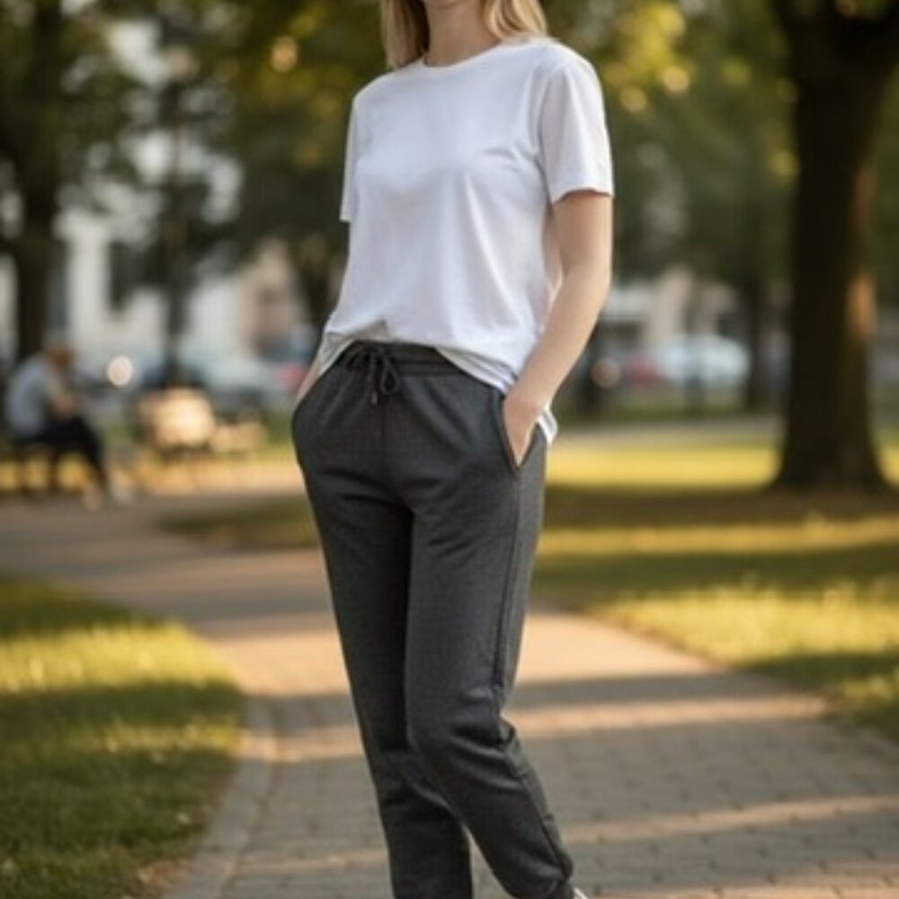 VGC J. CREW Dark Gray Wool Blended  with Black Jogger Bottom  Women Size 8